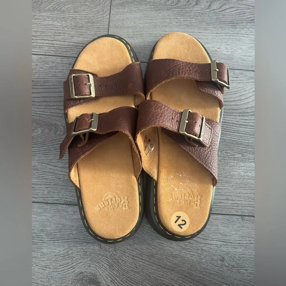 Dr. Martens  Josef Brown Leather Buckle Sandals